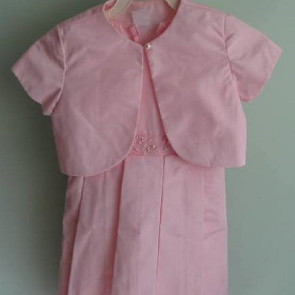 Dressy 2pc Long Pink Sleeveless Dress with Jacket